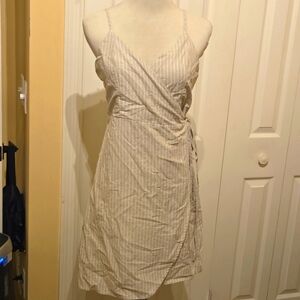 LINEN LUX stripe wrap dress Size M